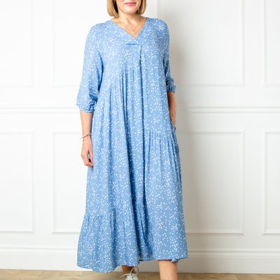 Asymmetric 3/4 Sleeve Tea Dress